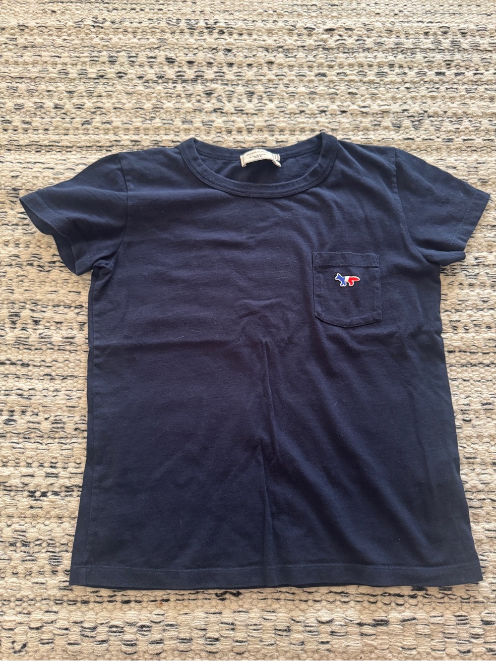 MAISON KITSUNE Navy Short-Sleeve Pocket Tee with Tricolor Fox Motif